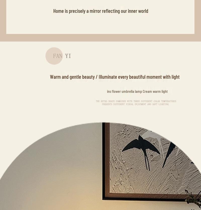 Modern Minimalist Petal Umbrella Desk Lamp - S-Shaped Iron Art for Bedrooms & B&Bs