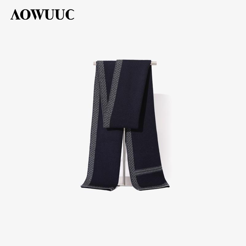 

Новый шарф из имитации шерсти, утолщенный теплый и универсальный полосатый шарф для мужчин на осень и зиму, и высококлассный подарок для парня Above 175cm тёмно-синий