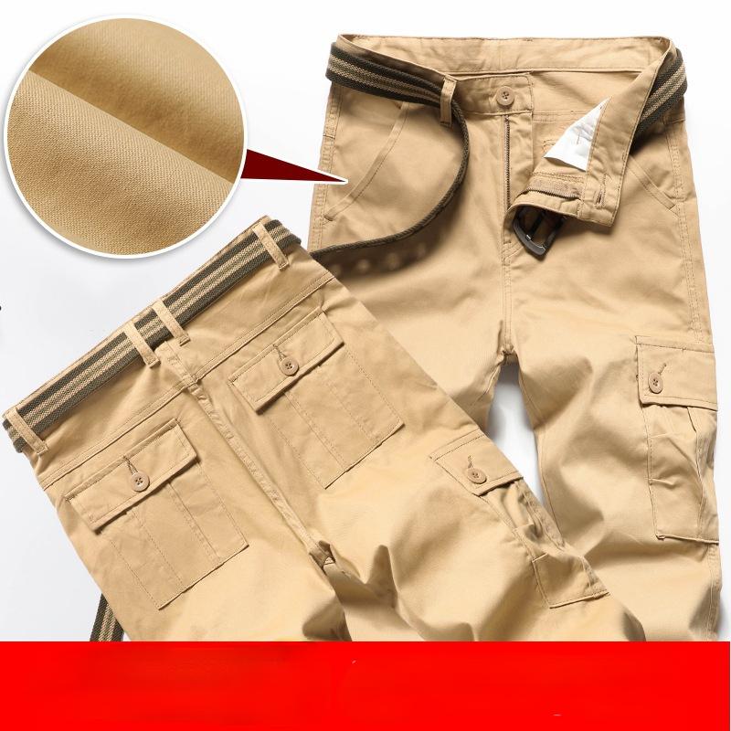 

Men Al Cotton Cargo Pants for Mens Elastic Casual Trousers Multi-Pocket Joggers Fashion Outdoor Pants 40 хакі