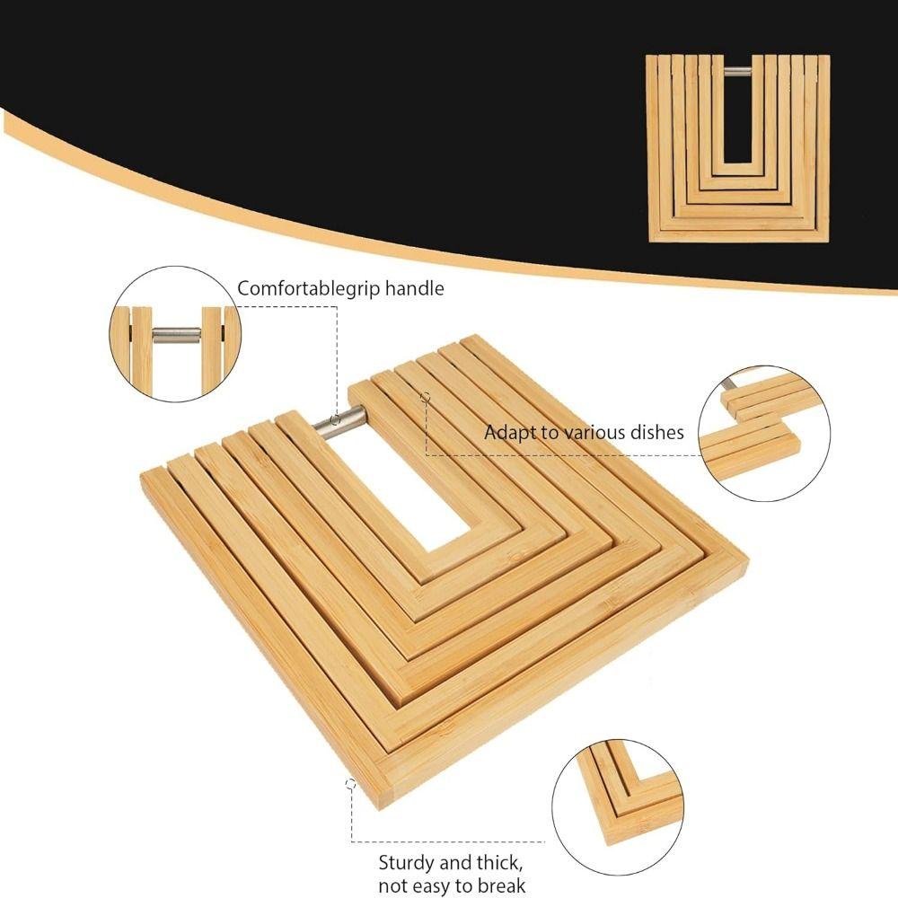 Hollowed-out Bamboo Placemat Natural Anti Scalding Mat Bamboo Heat Insulation Pad  Kitchen Use