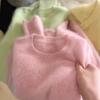 Hairy Round Neck Pullover Imitation Mink Sweater Knitted Top Solid Color Advanced Sense Loose Lazy Women Autumn and Winter Thickened