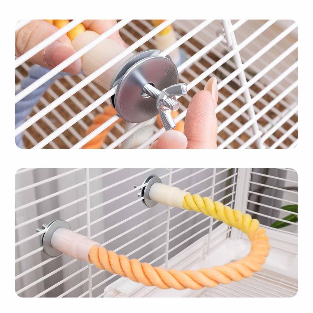Bird Perch Parrot Toy Playful Rope Climbing PP Metal Easy Fixing Sensory Suitable for Small Parrots
