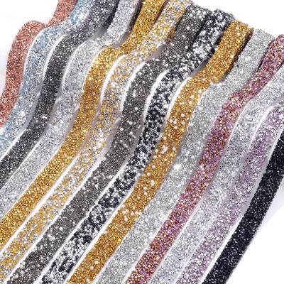 1 Yard Tape Trim DIY Rhinestones Multicolor Hot Fix Strass 1.5cm Garment Accessories Appliques Sewing Ribbon