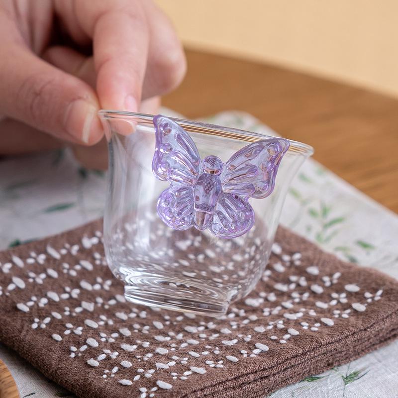Xipei Magnesium Butterfly Dudu High Borosilicate Glass Tea Tasting Cup - Exquisite Women's Tea Ceremony Cup