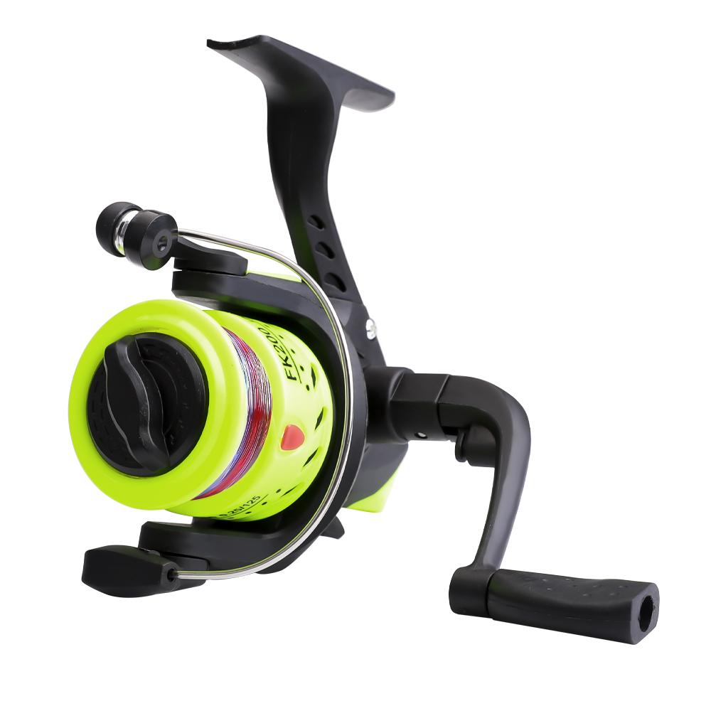 

FTK Сверхлегкая спиннинговая рыболовная катушка с леской, складная ручка, мини-зимняя рыболовная катушка, подледная рыболовная катушка 5.2:1 жёлтый