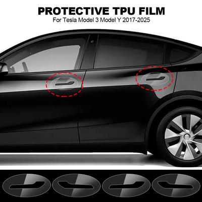 8Pcs/Set Car Door Handle Scratch Protector Inverted Door Handle Paint Protective TPU Film Clothing For Tesla Model 3 Model Y 2017-2025