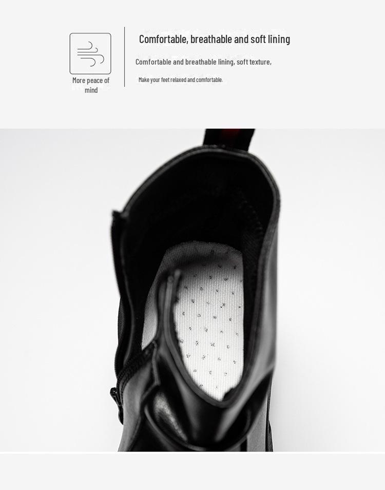 Men's Black British Style Work Boots: Trendy Autumn/Winter Martin Boots, High Top Lightweight Leather Shoes