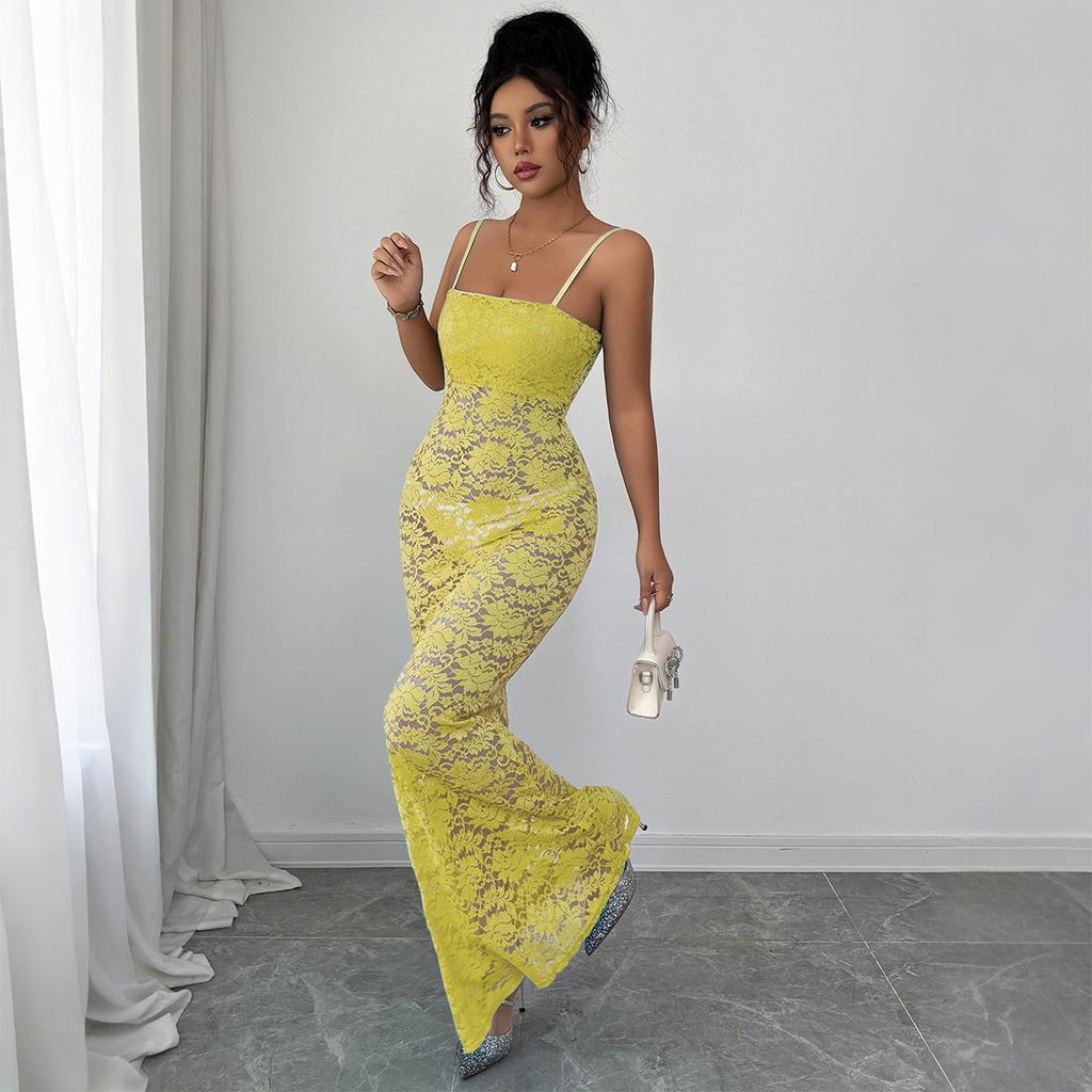Elegant Style Suspender Hollow Skirt Dress Women's Clothing Autumn and Winter 2025