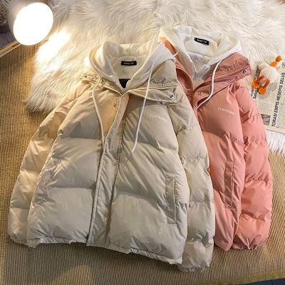 Fashion Version Winter Leisure Cotton Clothes Women Multi-functional Fake Two Pocket Zipper Down Jacket Thick Coat