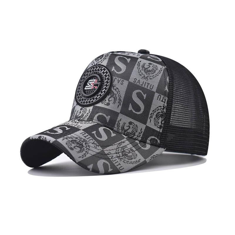 S Print Letter Cotton Baseball Hat Curved Visor Windresistant Design For Adults