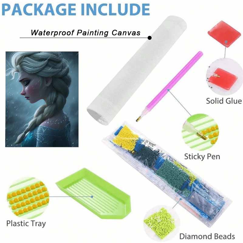 Disney Diamond Art Painting Kit – Elsa Crying In Rain Scene, Sparkling Craft, Home Wall Decor, Handmade Gift
