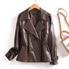 Haining Leather Jacket Women Short Slim Fit Sheepskin Trench Coat Office Wear Petite Size 2025