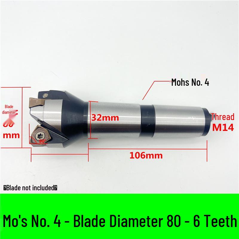 MFWN90 High-Speed Hexagonal Heavy Cutting Milling Cutter with Double-Sided Insert, Morse Taper 4 Turret R8