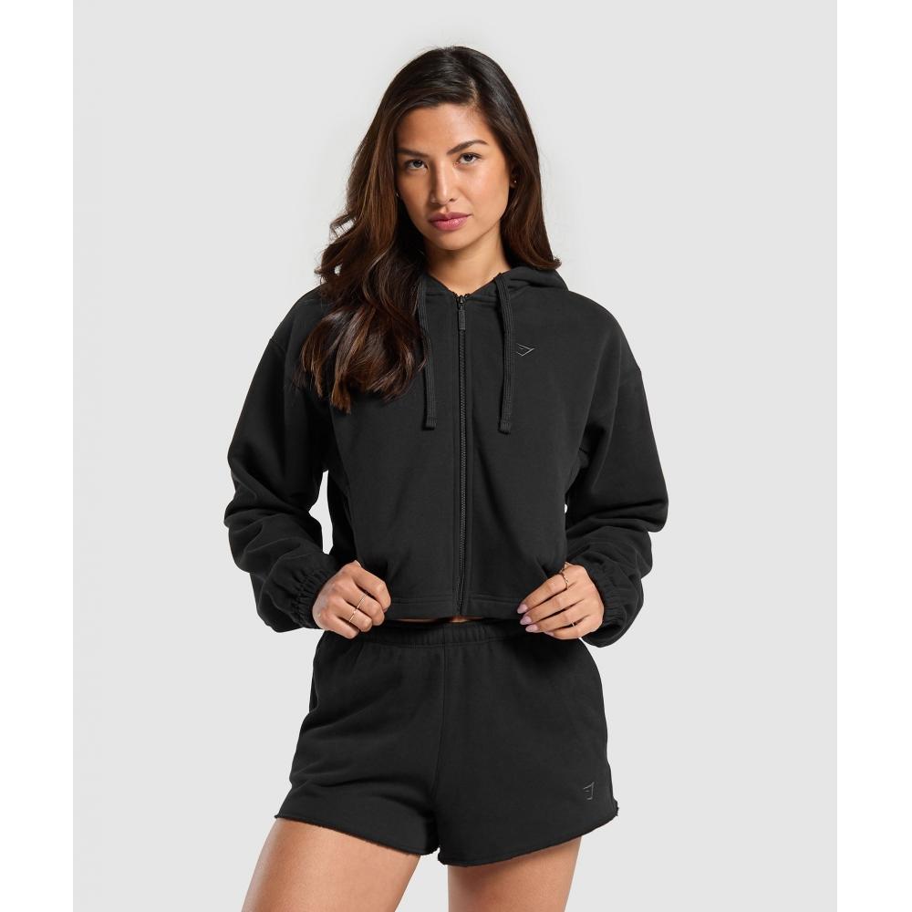 

GYMSHARK Флисовая толстовка на молнии, черная B8A7J BB2J XL