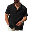 Men's Color  Shirt - V-neck Pocketed Short-sleeved Sweater
