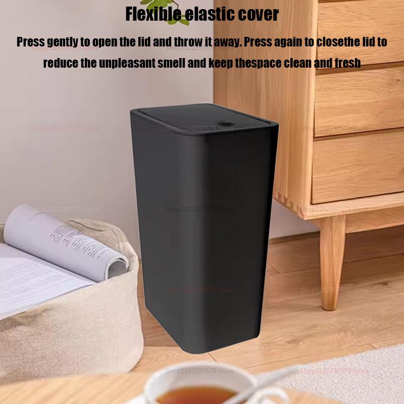 Pop-up Lid Trash Bin For Kitchen Bathroom Bedroom Food Waste Recycle Bin One-Touch Design Lightweight Durable Household Dustbin