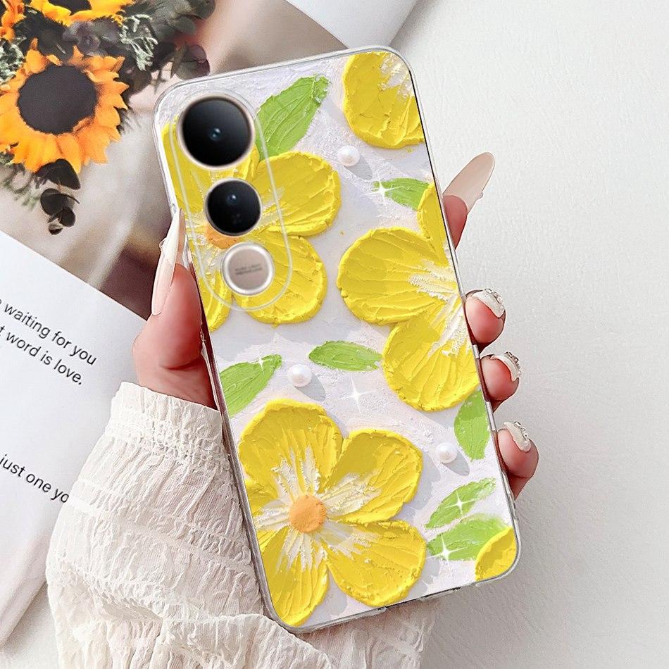 For Vivo V50 Lite V50 V2427 V2441 Elegant Floral Butterfly Phone Case For Vivo V50 V50lite 5G Soft Silicone TPU Cases