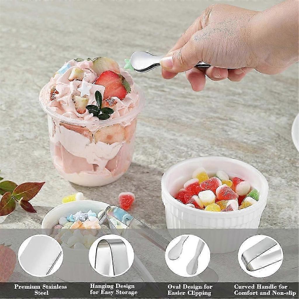 mini tongs stainless steel 6pcs set 4.25inch
