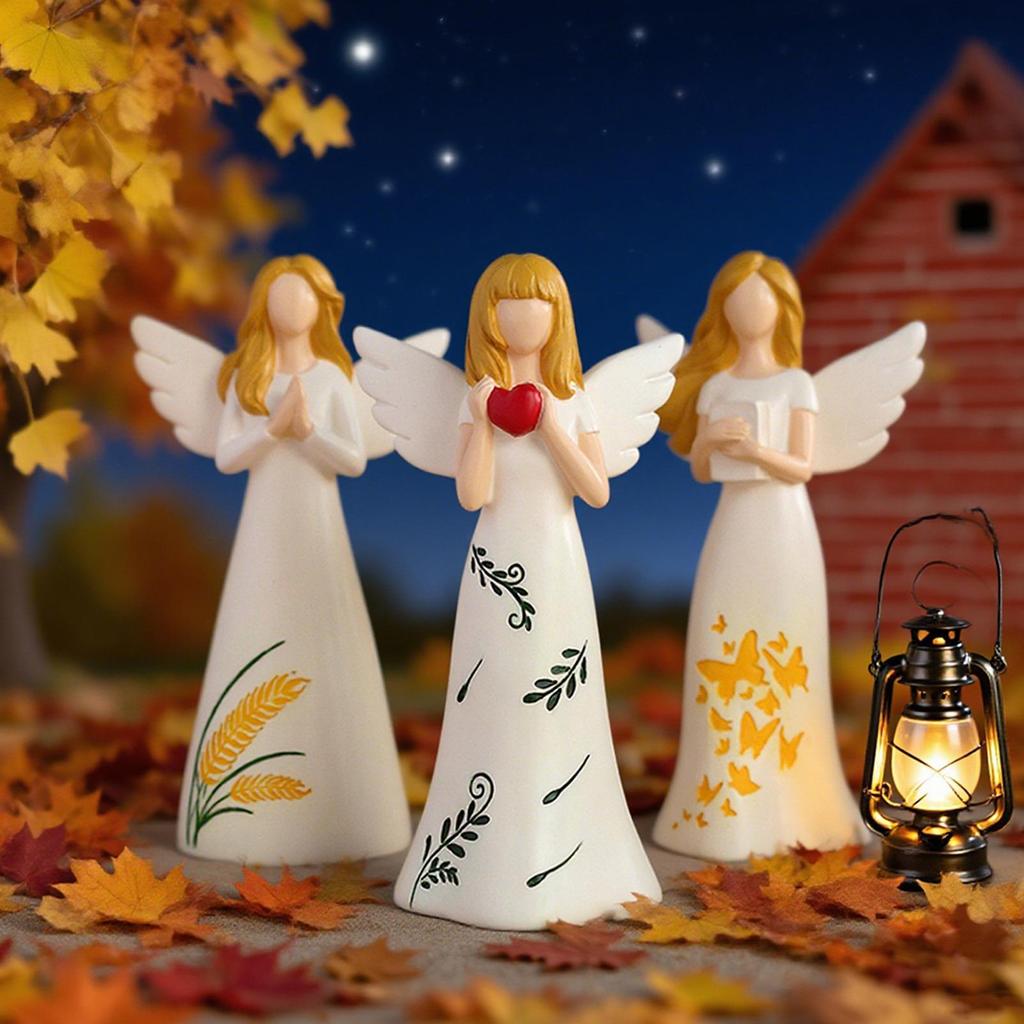 Christmas Angels Figurines 3 Pieces Seasonal Decoration Festive Statue Ornament For Collectors Photography Craft Lovers Bookcase