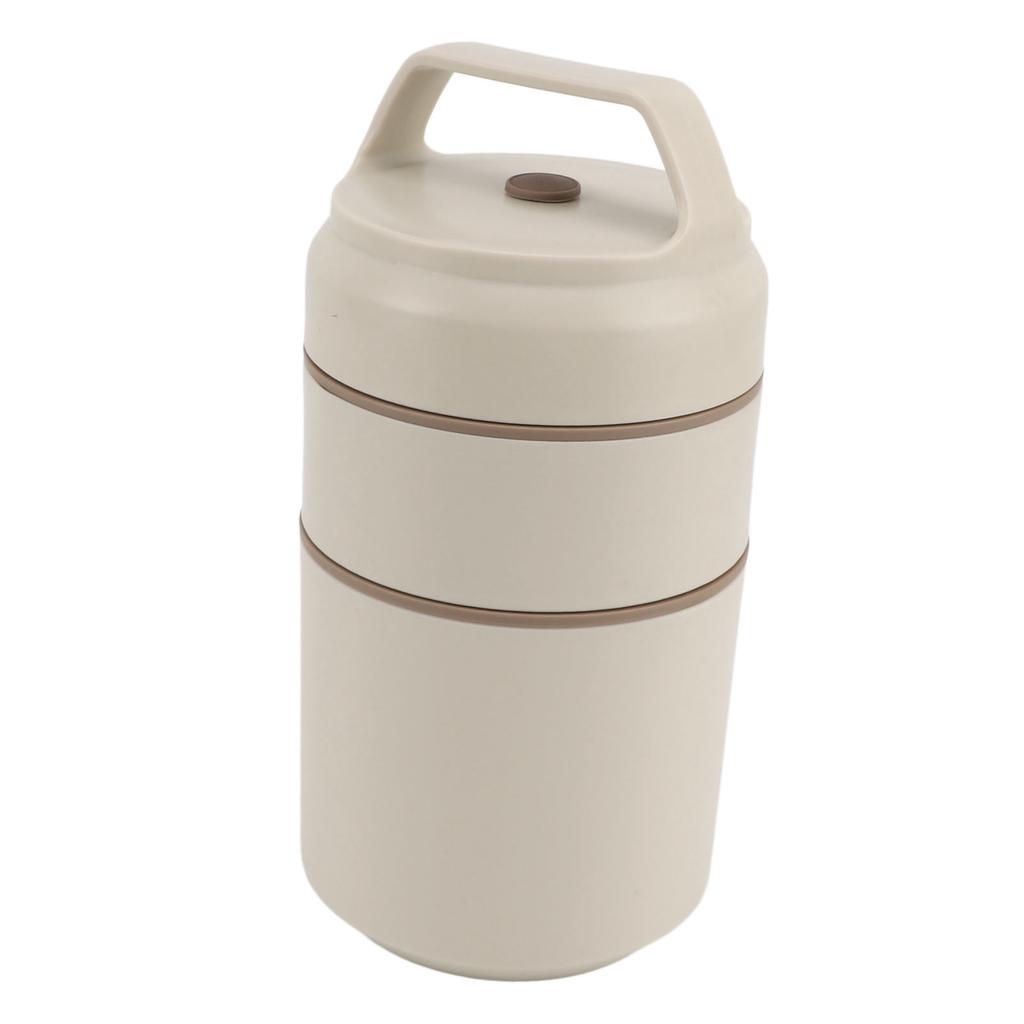 Stainless Steel Insulated Food Jar Double Layer 620ml Capacity Leak Proof Lid Insulated Food Container Wide Mouth Beige