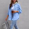 Trendig damjacka i denim, medellång, lös, fransad - Europeisk & Amerikansk Stil Mode Slag Casual Kläder