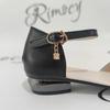 Fashion Comfortable Square Heels Office Ladies Working Shoes Soft Pu Leather Low Heel Pumps Women Ankle Strap Classic Black Shoes Woman