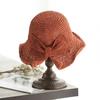 1 Pcs New Sun Sunshade Hat for Women Folding Bow Japanese Artistic Resort Beach Straw Weaving Hat