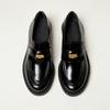Hong Kong Small Gold Coin Platform Spring and Autumn Loafers Women's 2025 Spring and Autumn British Style Small Leather Shoes Black One-pedal 