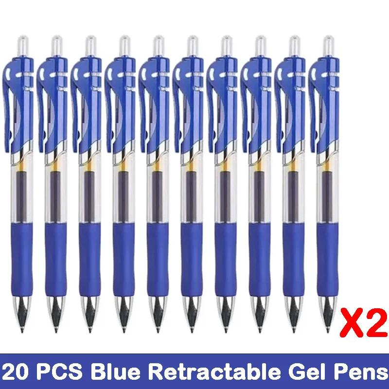 10/100 PCS Roise Retractable Gel Pens Set Black/Red/Blue Ink Ballpoint for Writing Refills Office School Supplies Stationery