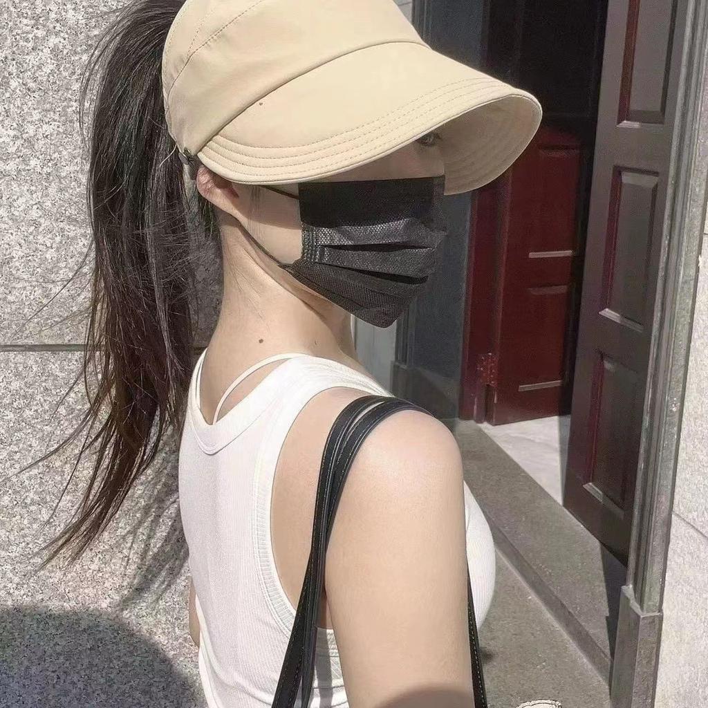 Sun Protection Hat With Ponytail Opening Duck Tongue Sun Hats Foldable Fisherman Hats