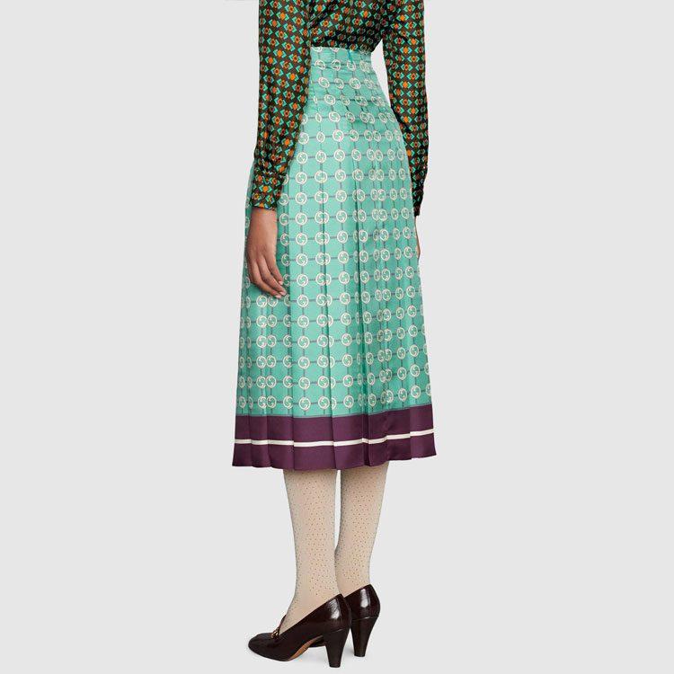 Gucci Casual Long Skirts Women's Blue Moderate Long Pleated Skirt 409370-ZAGNA-4559
