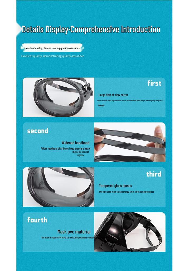 Unisex Waterproof PVC Snorkeling Mask with HD Tempered Glass & Wide Field of View