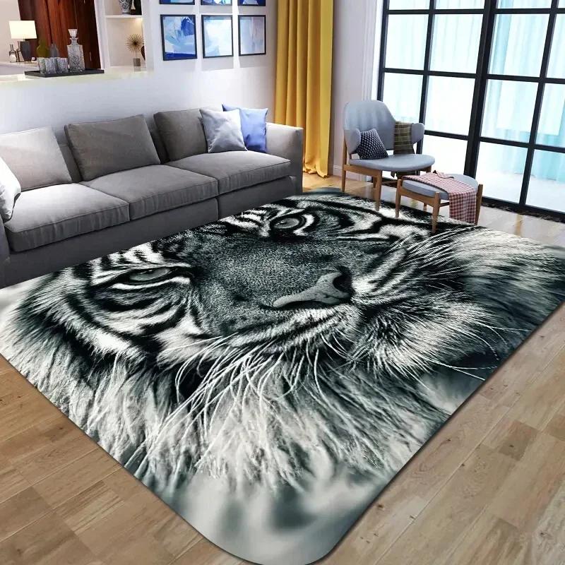 Animal Tiger Carpet for Living Room Decor Sofa Table Large Area Rugs Bedroom Bedside Foot Pad Hallway Balcony Welcome DoorMat