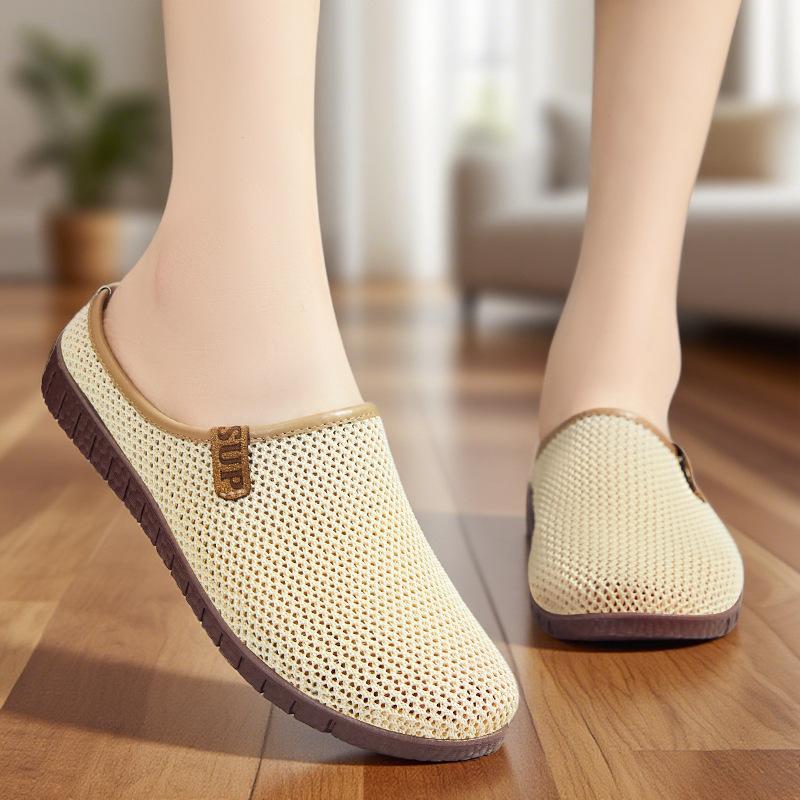 

Женская обувь лето новая сетка голова полушлепки на одном педале дышащие тапочки носить мягкая подошва удобная повседневная обувь 36