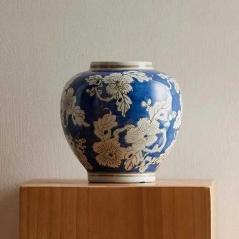 Luxury Vase Jingdezhen Blue and White Porcelain Vase Modern Creative Home Flower Arrangement Artwork Living Room Decorations