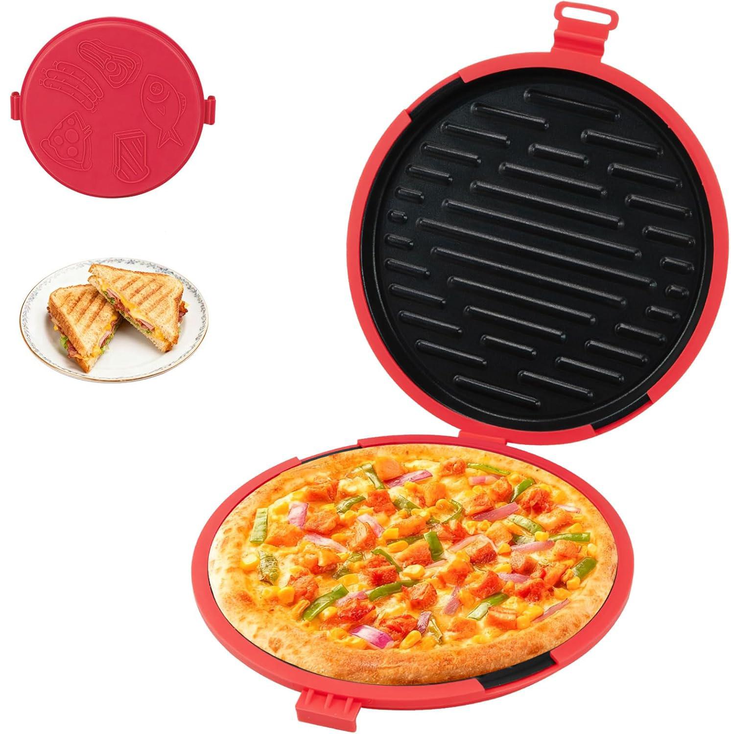 9inch Microwave Toastie Maker Removable Non-stick Plates Pizza Pan For Frozen Pre-made Pizzas Ideal For Sandwiches красный