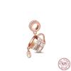 New Sterling Silver Rose Girl Boy Pink Sparkle Spacer Clip bead For Original  Bracelet Charm Jewelry For Women