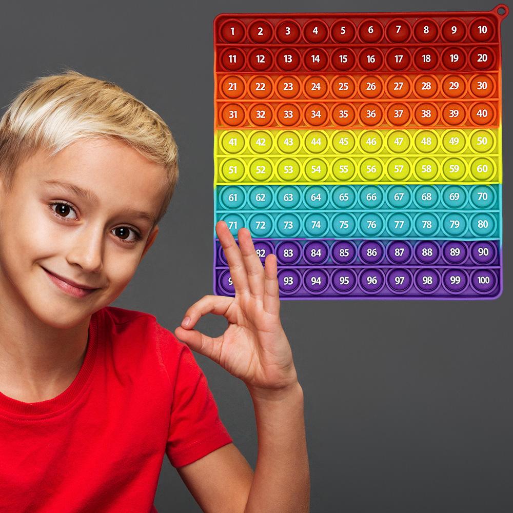 1-100 Numbers Learning Math Counting Games Pop Toys, Silicone Popping Mat Push Bubble Educational Toys for Preschool Children