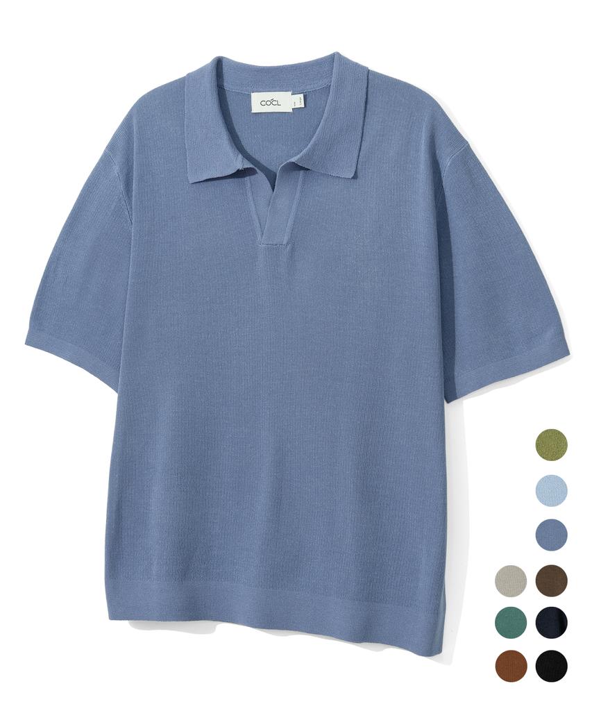 COSTUME O’CLOCK Cool Linen-Like Collar Short Sleeve Knit_9 Color Cooskt045 (B Type)