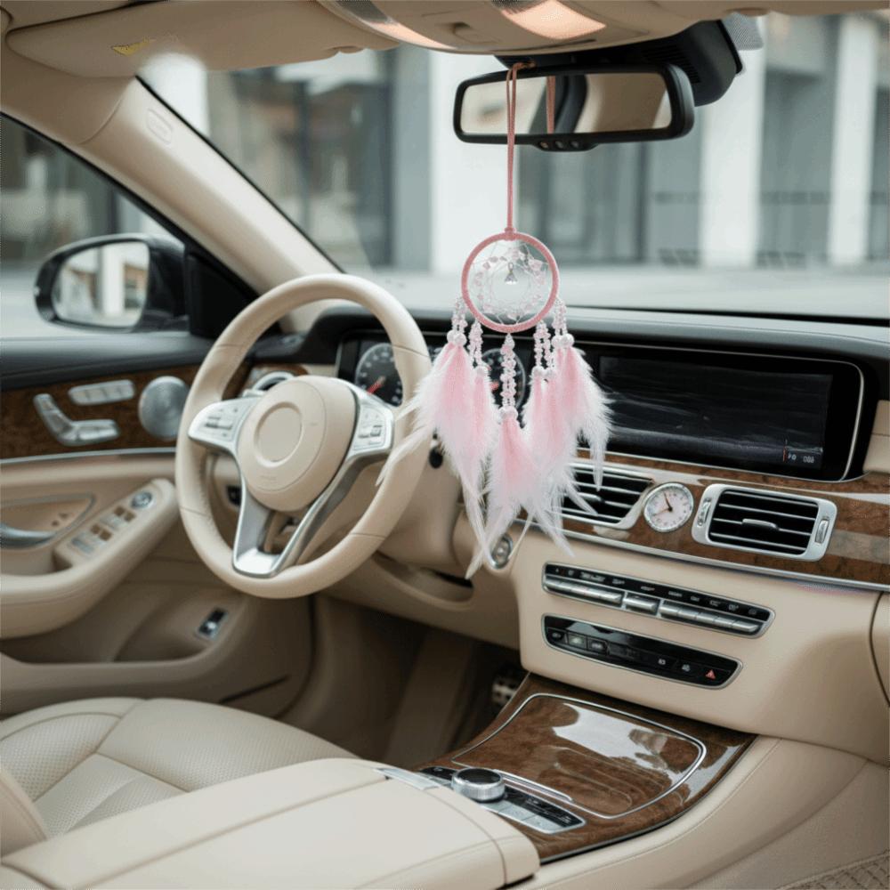 Hand Knitting Dream Catcher Car Pendant Handmade Crystal Stone Car Pendant  Mirror Decoration
