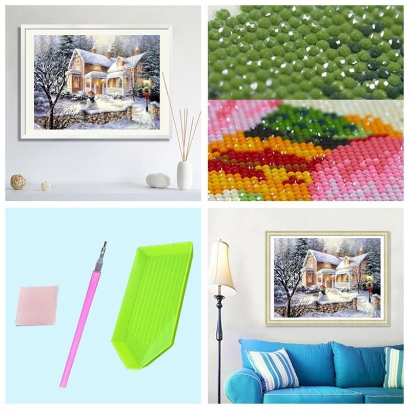 Hot new 5D snow snow cottage cross stitch cross stitch diamond embroidery living room bedroom painting