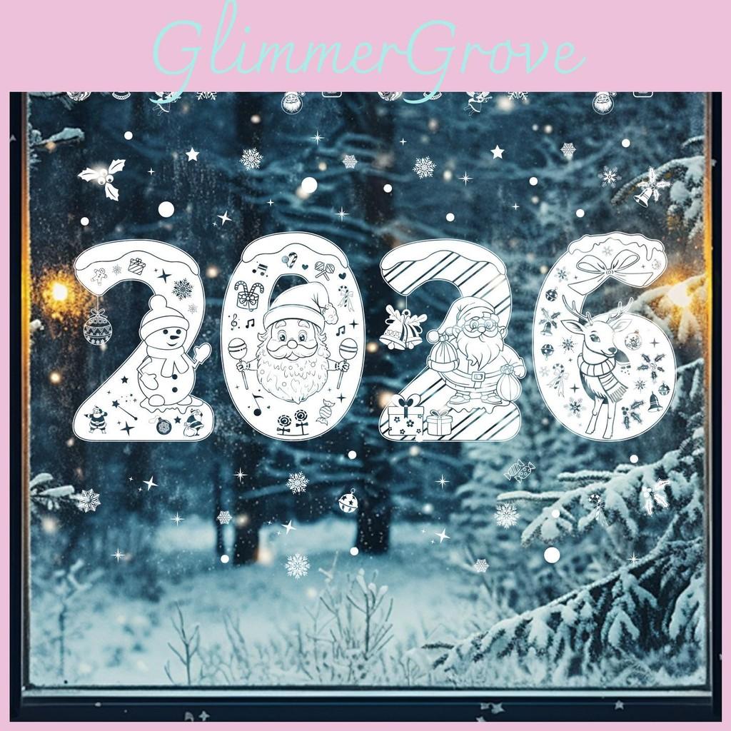 Static Decorative Christmas Sticker With Numbers Santa Claus For Decor Festive