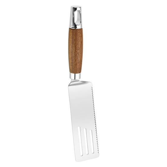 Flat Shovel Stainless Steel Slotted Spatula with Wooden Handle Heavy-Duty Turner for Steak Pancakes BBQ Heat-Resistant Essential Kitchen Tool
