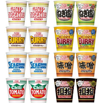 Nissin Cup Noodles Serie 8-Sorten-Sortiment (8 reguläre Größen/16 insgesamt) Cup Noodles Sortimentsbox