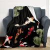 Koi Fish Flannel Blanket Throw Blanket Soft Warm Sofa Bed Camping Car Home Decor Unique Christmas Gift C930383