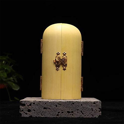Three-Open Buddha Kannon Statue [Mahavairocana] Wood Carving, Mini Buddhist Altar, Buddhist Box, Buddhist Shrine Ornament (10cm H x 13cm W x 5.5cm D)