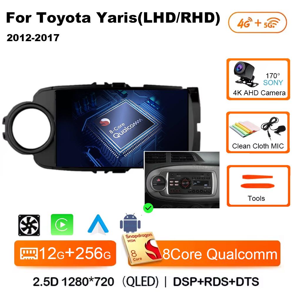 Autorádio Android 14 Carplay pro Toyota Yaris 2012 2013 2014 2015 2016 2017 Navigace GPS Multimediální přehrávač stereo wifi BT Auto