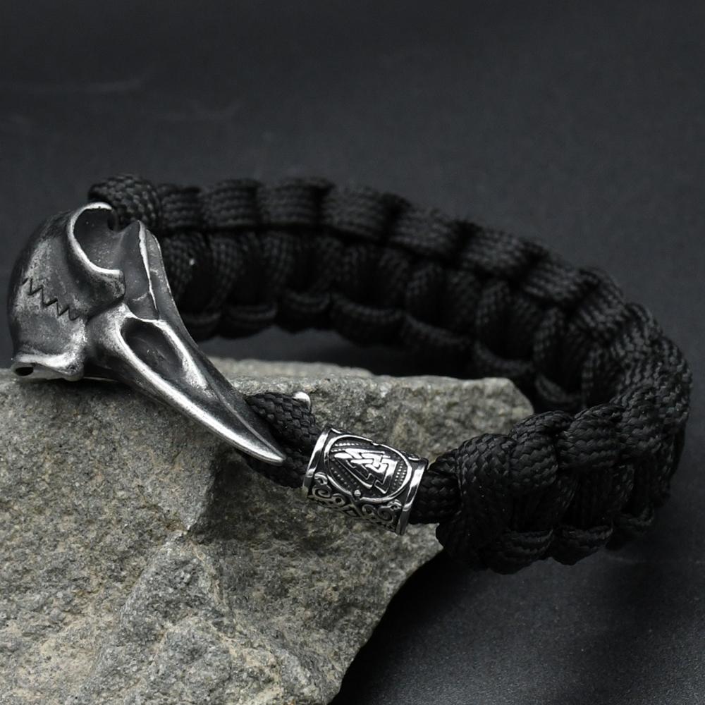 Roestvrij Staal Viking Odin Raaf Schedel Armband Mannen Vrouwen Gotisch Diy Valkut Teiwaz Kralen Wicca Sieraden Accessoires