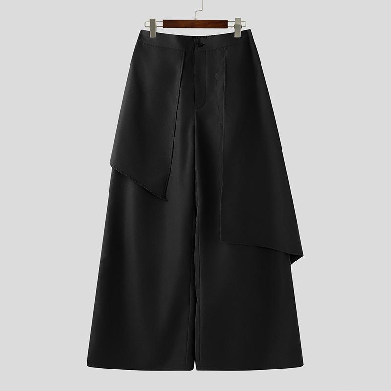 

INCERUN Men Elastic Waist Irregular Layers Solid Casual Long Loose Pants Trousers 2XL