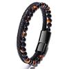 Chrome Crane Men's Bracelet with Natural Stones and Leather, Stylish Jewelry Accessory, WB117 (03.Gray)